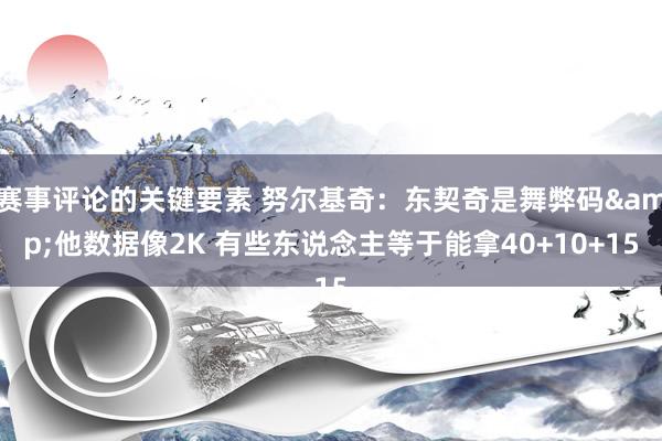 赛事评论的关键要素 努尔基奇：东契奇是舞弊码&他数据像2K 有些东说念主等于能拿40+10+15