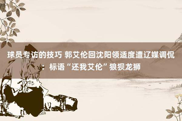 球员专访的技巧 郭艾伦回沈阳领适度遭辽媒调侃：标语“还我艾伦”狼狈龙狮