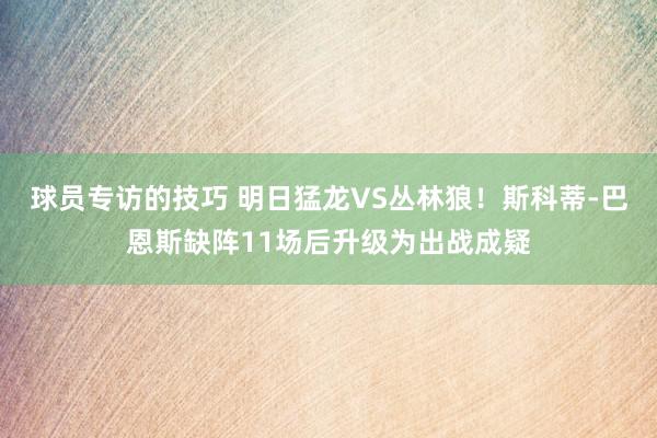 球员专访的技巧 明日猛龙VS丛林狼！斯科蒂-巴恩斯缺阵11场后升级为出战成疑