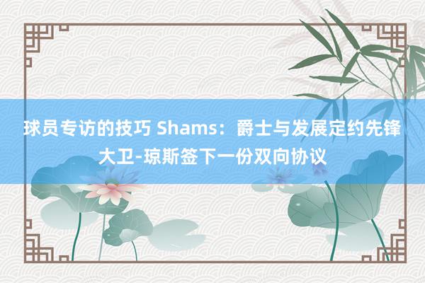 球员专访的技巧 Shams：爵士与发展定约先锋大卫-琼斯签下一份双向协议