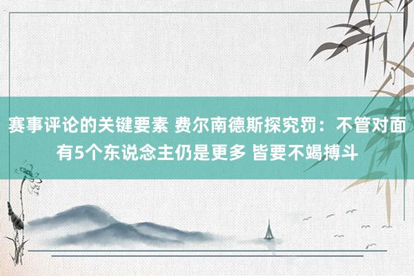 赛事评论的关键要素 费尔南德斯探究罚：不管对面有5个东说念主仍是更多 皆要不竭搏斗