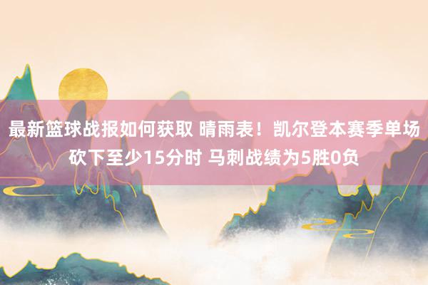 最新篮球战报如何获取 晴雨表！凯尔登本赛季单场砍下至少15分时 马刺战绩为5胜0负