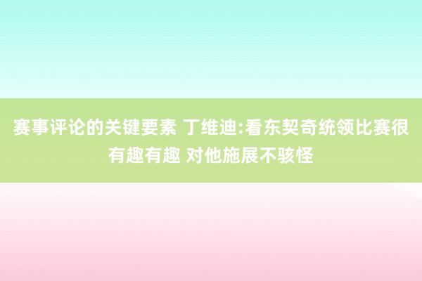 赛事评论的关键要素 丁维迪:看东契奇统领比赛很有趣有趣 对他施展不骇怪