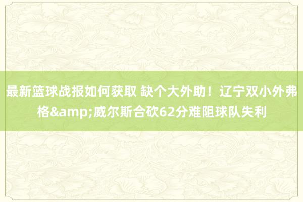 最新篮球战报如何获取 缺个大外助！辽宁双小外弗格&威尔斯合砍62分难阻球队失利