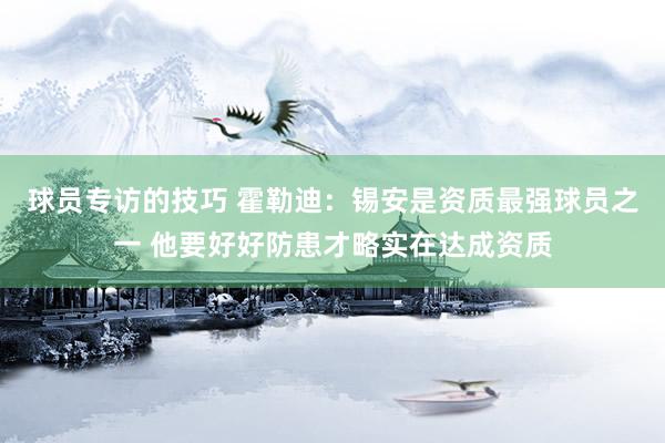 球员专访的技巧 霍勒迪：锡安是资质最强球员之一 他要好好防患才略实在达成资质