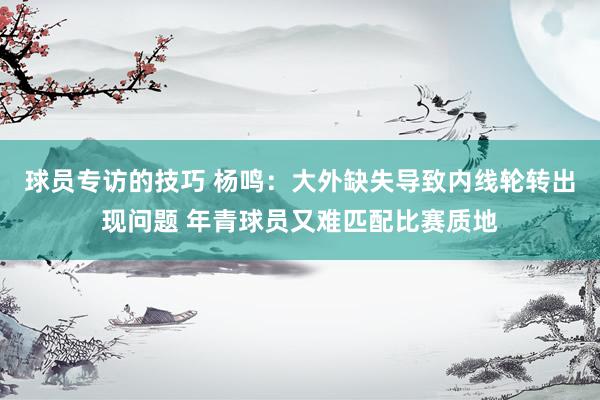 球员专访的技巧 杨鸣：大外缺失导致内线轮转出现问题 年青球员又难匹配比赛质地