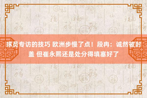 球员专访的技巧 欧洲步慢了点！段冉：诚然被封盖 但崔永熙还是处分得填塞好了