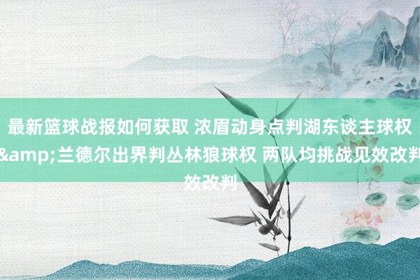 最新篮球战报如何获取 浓眉动身点判湖东谈主球权&兰德尔出界判丛林狼球权 两队均挑战见效改判