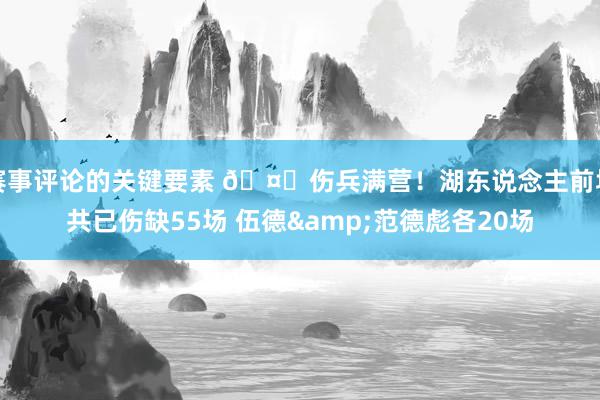 赛事评论的关键要素 🤕伤兵满营！湖东说念主前场共已伤缺55场 伍德&范德彪各20场