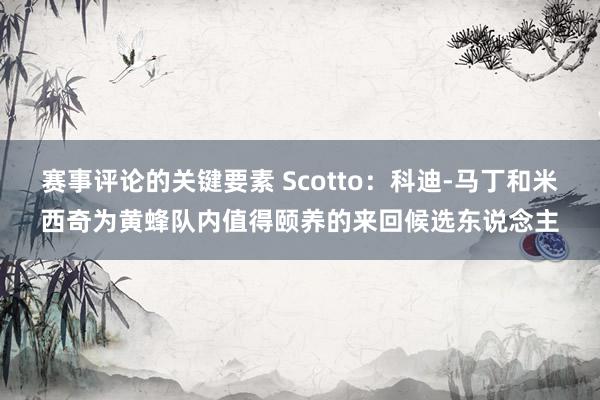 赛事评论的关键要素 Scotto：科迪-马丁和米西奇为黄蜂队内值得颐养的来回候选东说念主