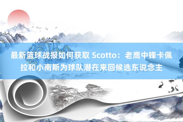 最新篮球战报如何获取 Scotto：老鹰中锋卡佩拉和小南斯为球队潜在来回候选东说念主